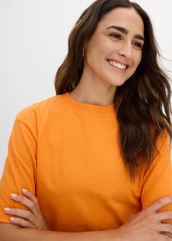 Boxy topp i flammegarn i 100% &oslash;kologisk bomull (2-pack), bonprix