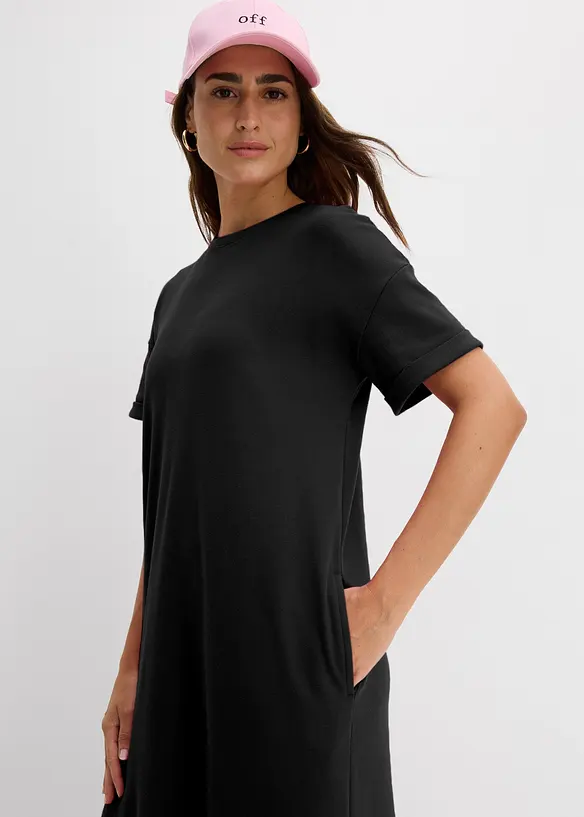 Jerseykjole i formstabilt interlock-materiale med lommer, bonprix