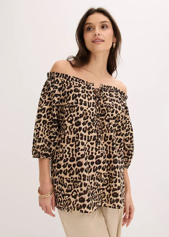 Kortermet bluse i 100% &oslash;kologisk bomull, bonprix