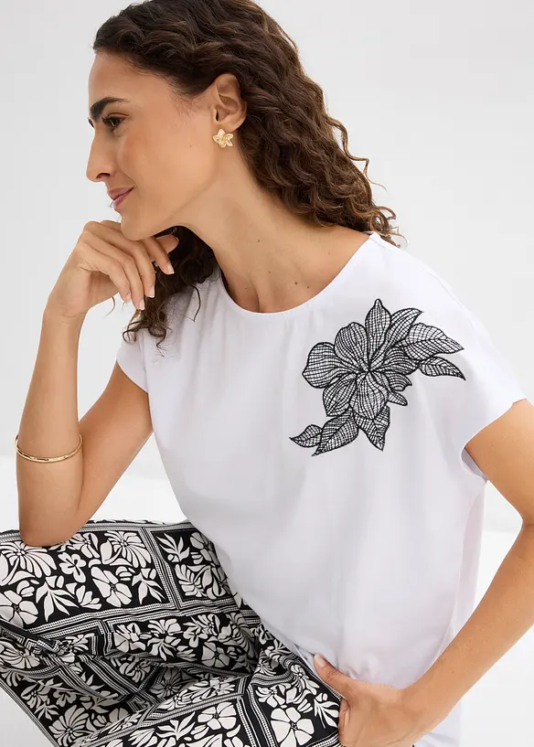 Oversized topp i 100% bomull, bonprix