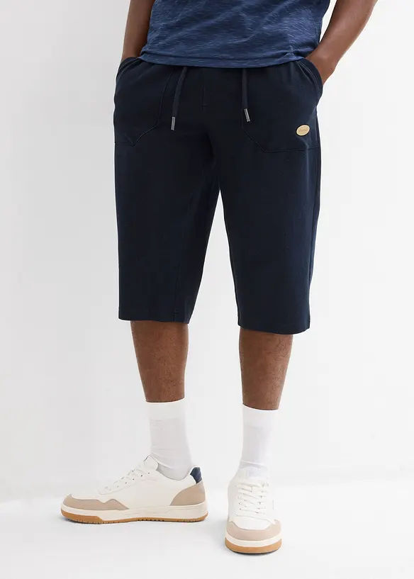 Lang bermudashorts i sweat-denimstil med elastisklinning, bonprix