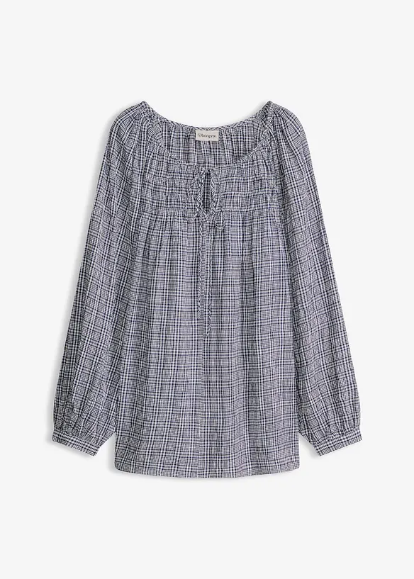 Rutete kreppbluse, bonprix