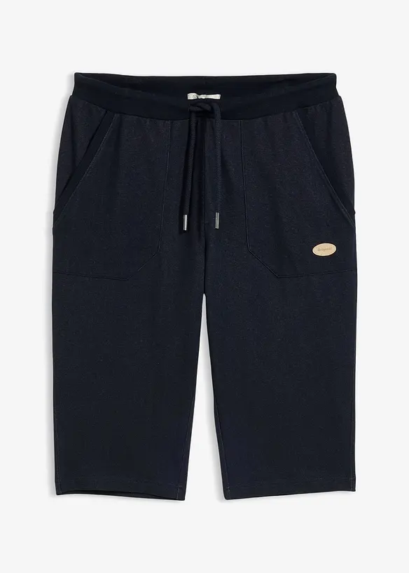 Lang bermudashorts i sweat-denimstil med elastisklinning, bonprix