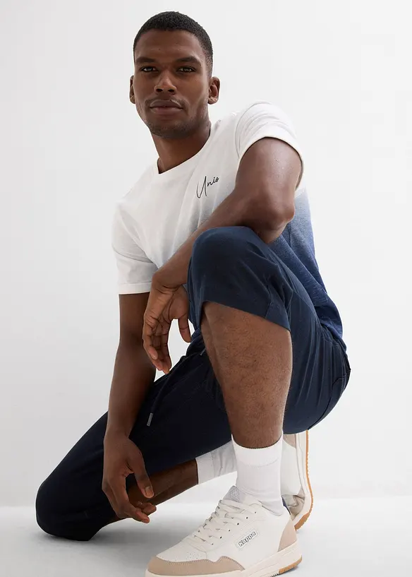 Lang bermudashorts i sweat-denimstil med elastisklinning, bonprix