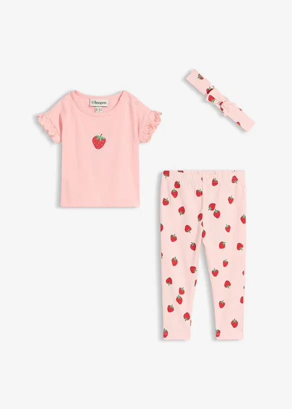 Topp, leggings + panneb&aring;nd av &oslash;kologisk bomull (3-delt sett), bonprix