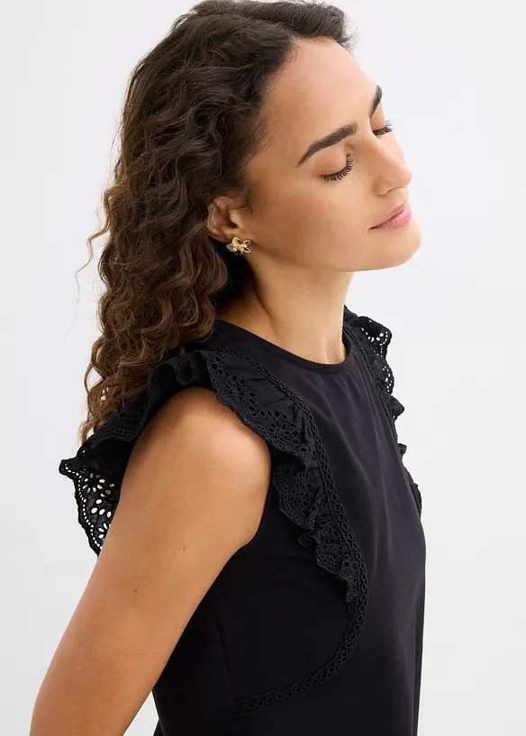 Ermel&oslash;s topp i bomullsmiks, bonprix