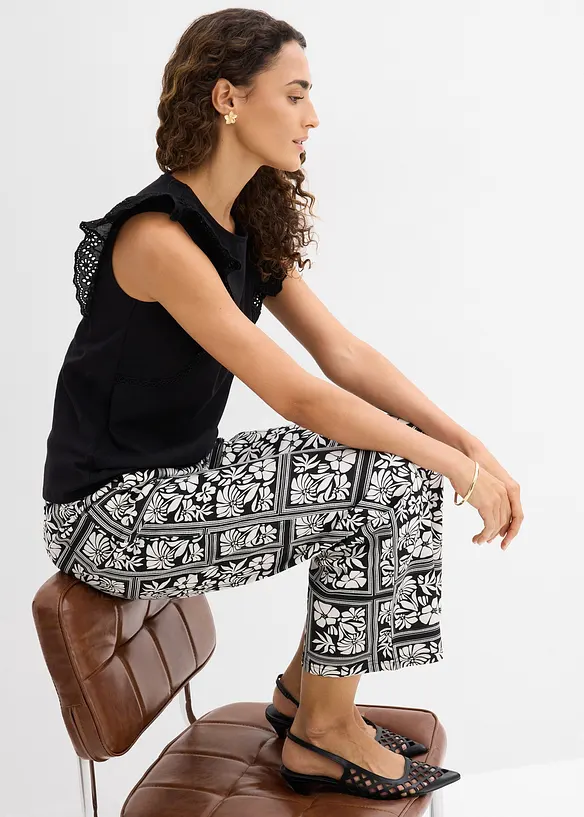 Ermel&oslash;s topp i bomullsmiks, bonprix