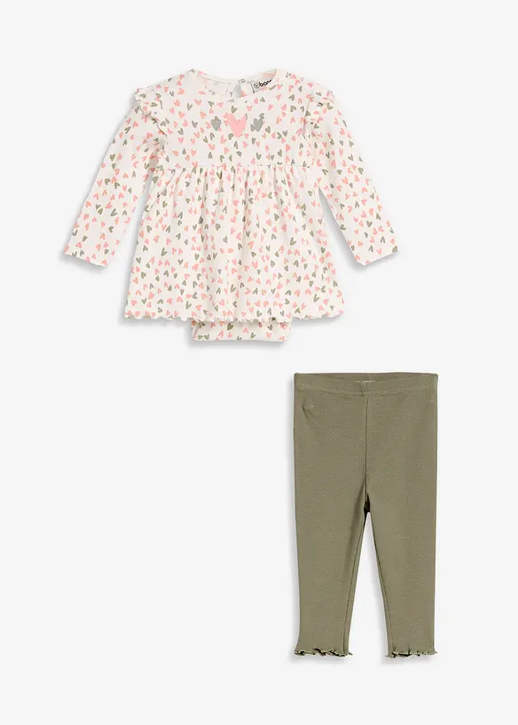 Bodykjole til baby og leggings i 100% &oslash;kologisk bomull (2-delt sett), bonprix