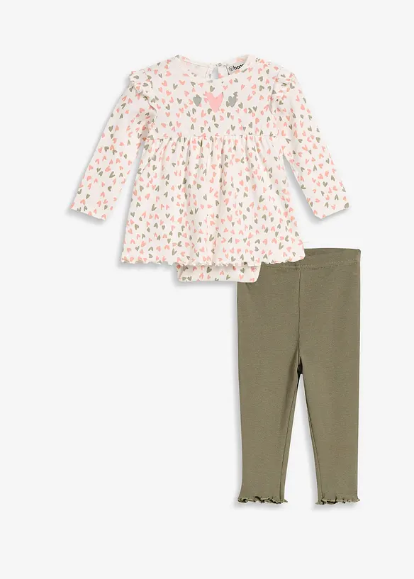 Bodykjole til baby og leggings i 100% &oslash;kologisk bomull (2-delt sett), bonprix
