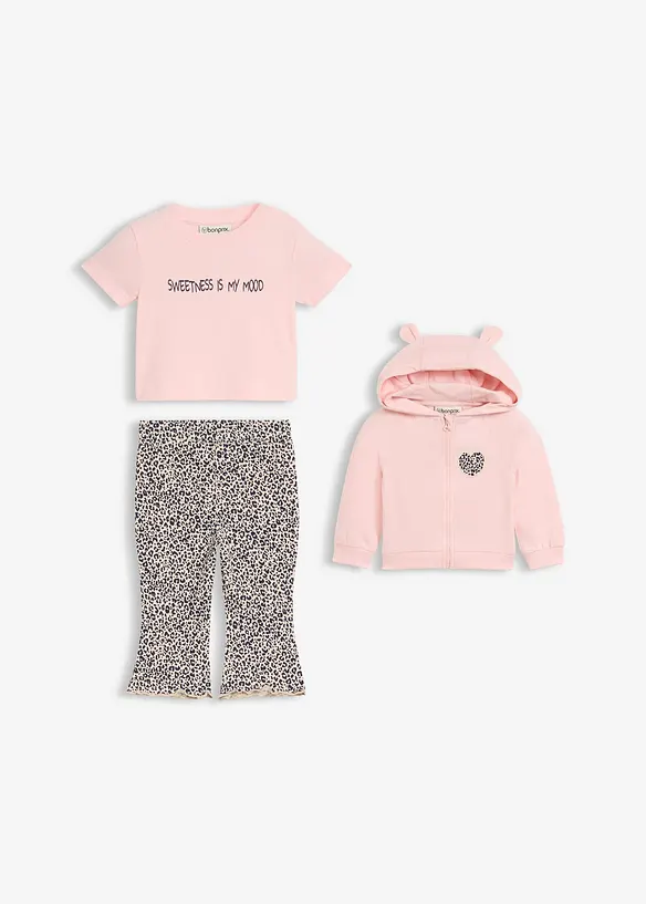 Sweatshirt og leggings av 100% &oslash;kologisk bomull (3-delt sett), bonprix