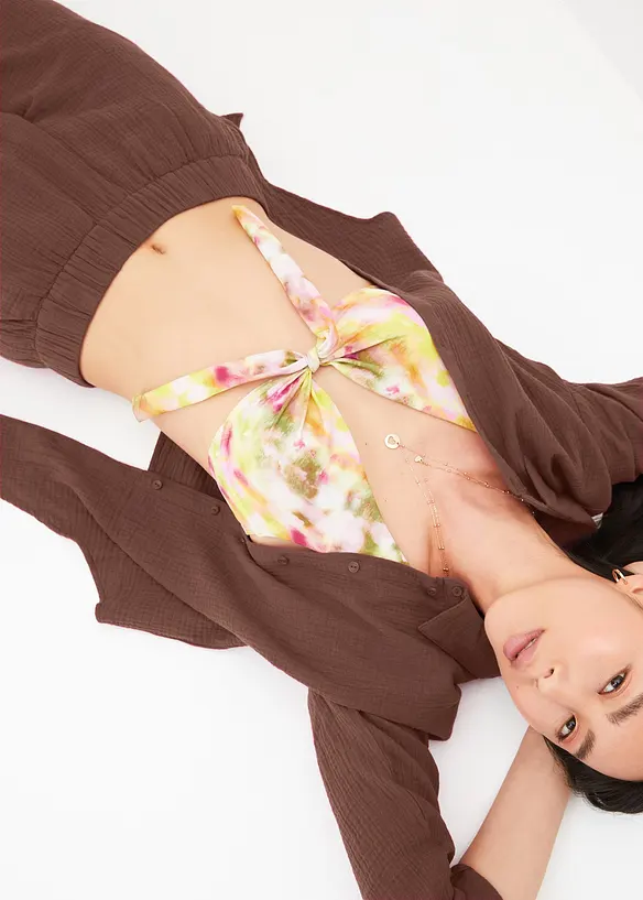 Bukse i bomullsmusselin med vide ben, bonprix