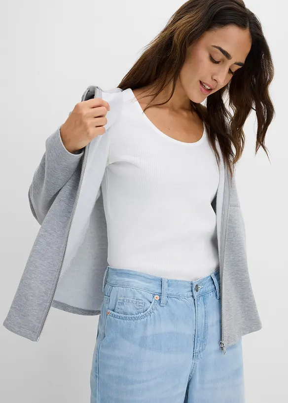 Ribbet topp i 100% &oslash;kologisk bomull (2-pack), bonprix