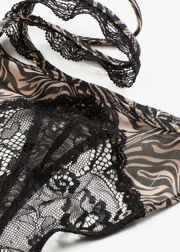 Tanga stringtruse med m&oslash;nstret mesh, bonprix