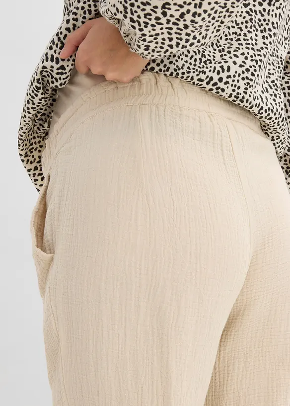 Mammabukse i 100% bomullsmusselin, Loose Fit, bonprix