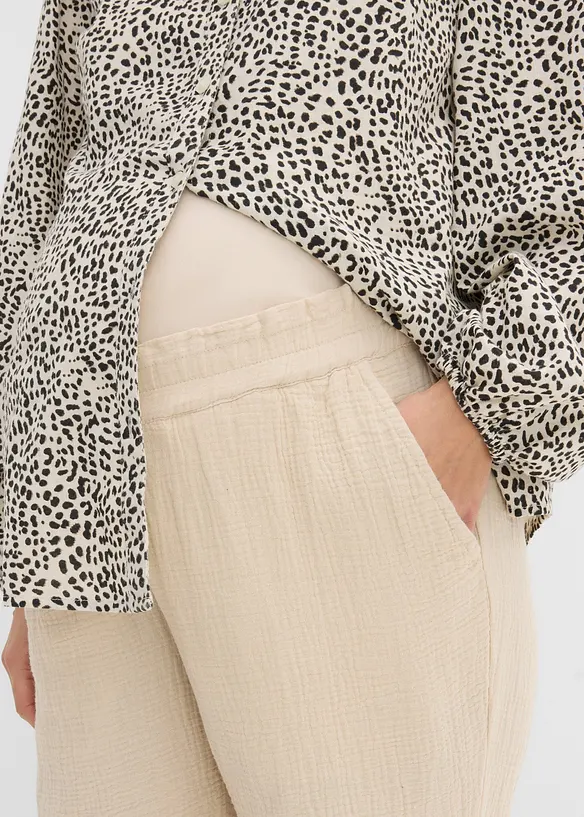 Mammabukse i 100% bomullsmusselin, Loose Fit, bonprix