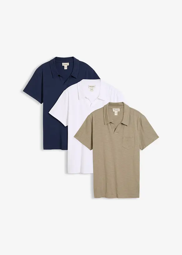 Poloskjorte av 100% &oslash;kologisk bomull (3-pack), bonprix