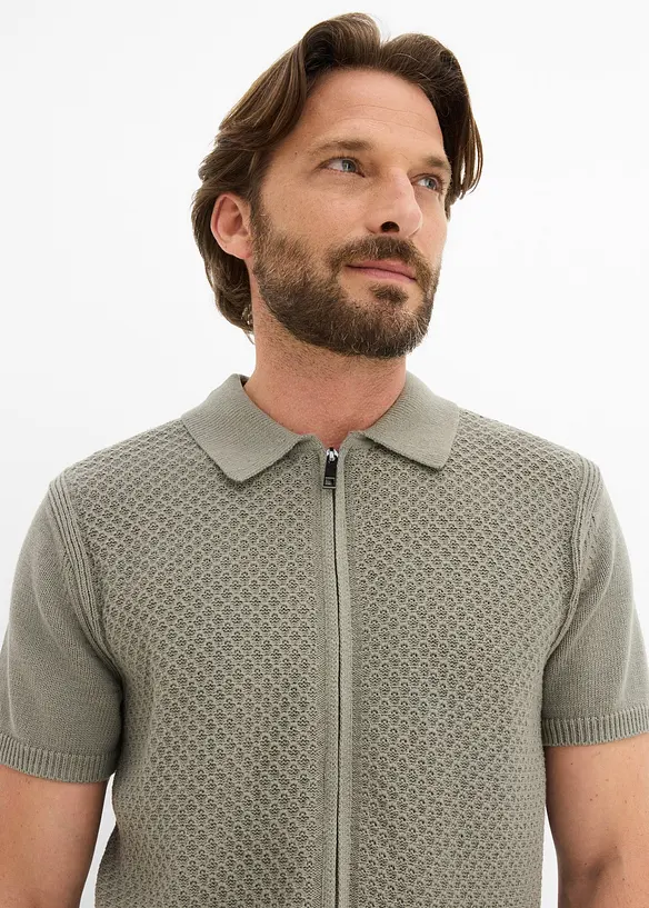 Strikket poloskjorte av 100% bomull, bonprix