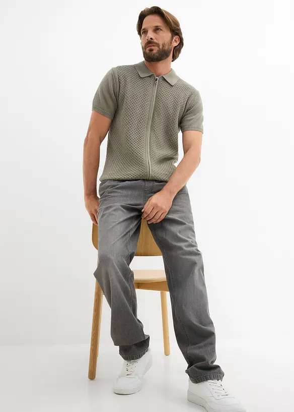 Strikket poloskjorte av 100% bomull, bonprix