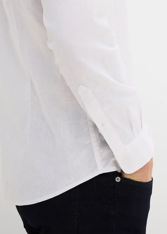 Langarmet skjorte av kj&oslash;lende linmiks, Modern Fit, bonprix