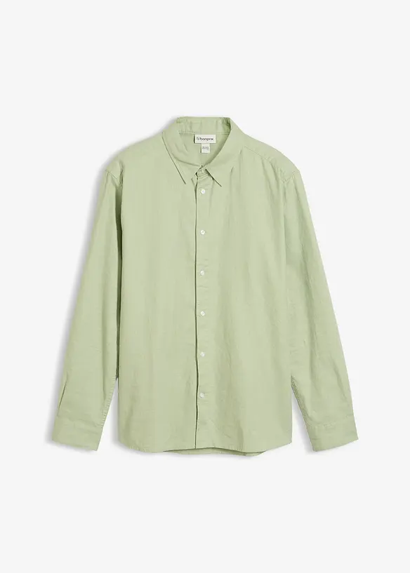 Langarmet skjorte av kj&oslash;lende linmiks, Modern Fit, bonprix