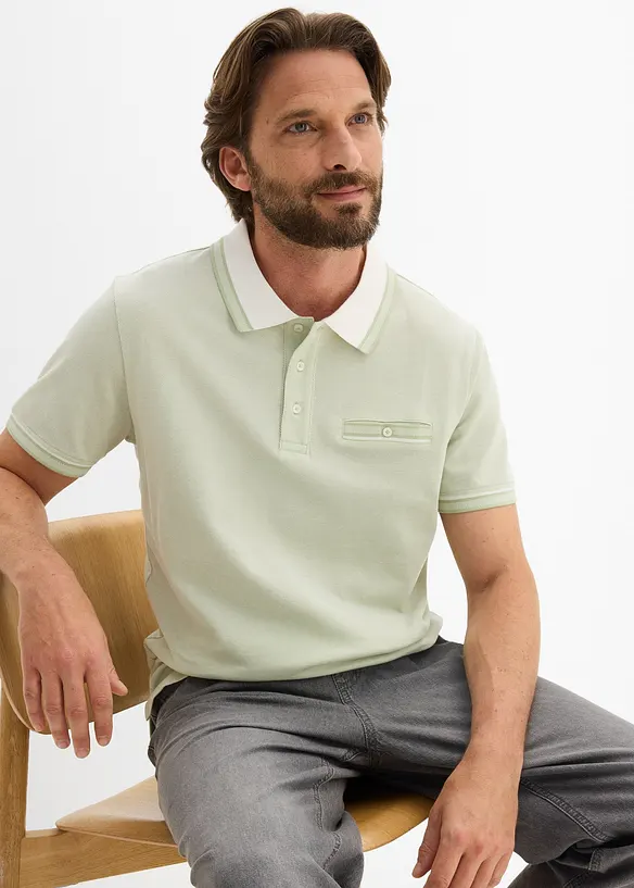 Pik&eacute;-poloskjorte i 100% &oslash;kologisk bomull, bonprix