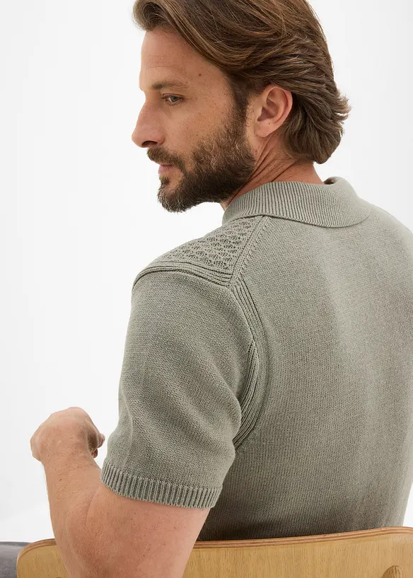 Strikket poloskjorte av 100% bomull, bonprix