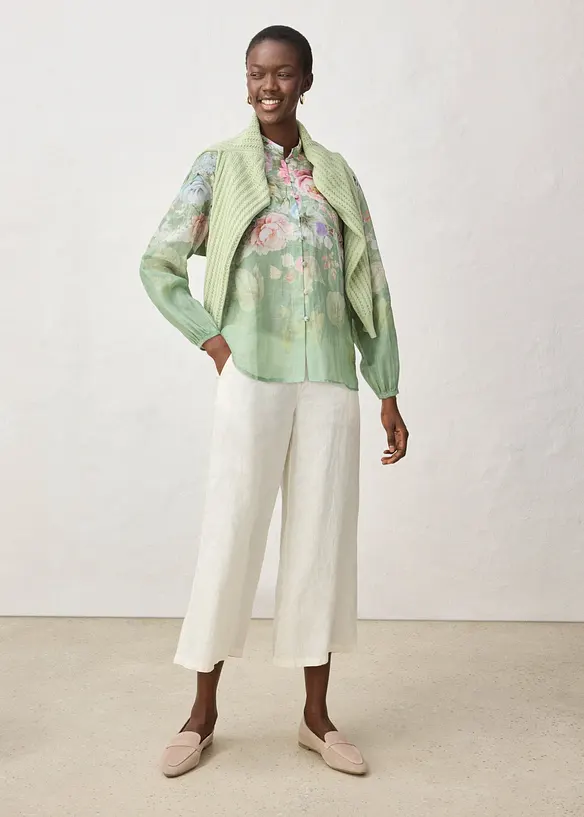 Tunikabluse i kj&oslash;lende ramie-materiale, bonprix