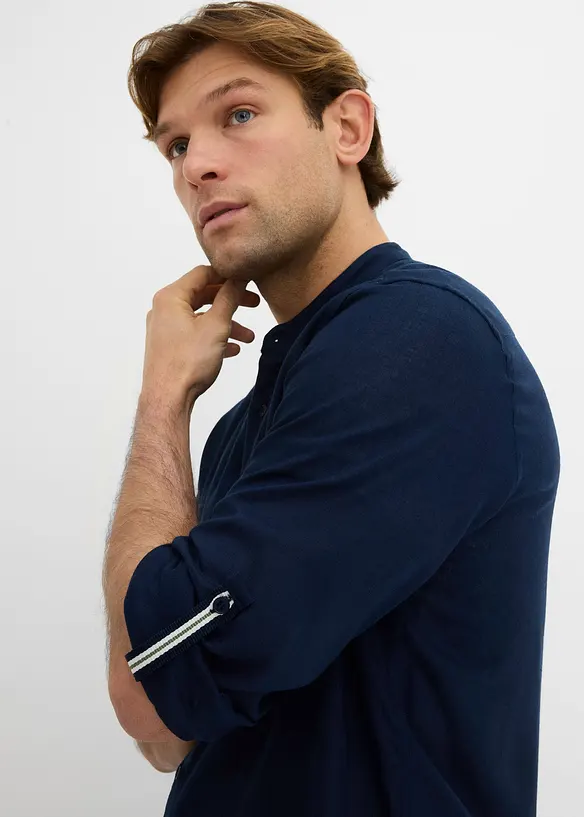 Langarmet skjorte av kj&oslash;lende linmiks, bonprix