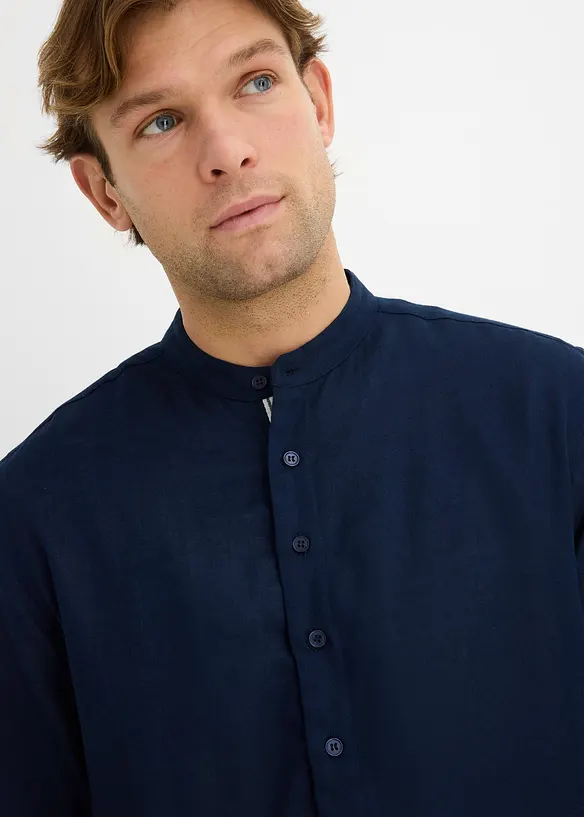 Langarmet skjorte av kj&oslash;lende linmiks, bonprix