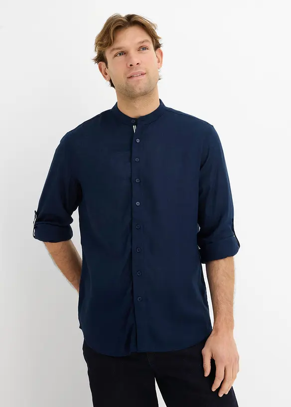 Langarmet skjorte av kj&oslash;lende linmiks, bonprix