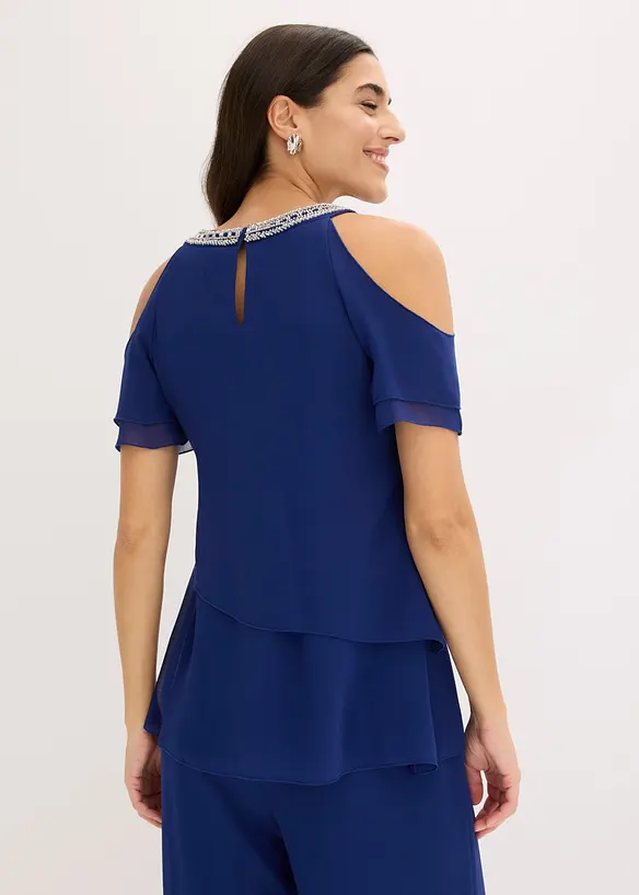 Bluse i lett chiffon med strasspynt, bonprix