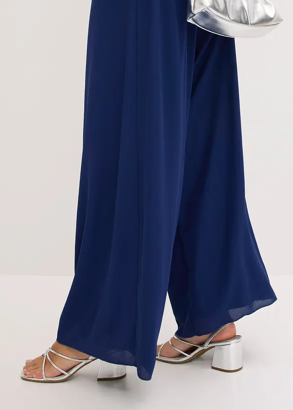 Jumpsuit i lett chiffon med blonder, bonprix