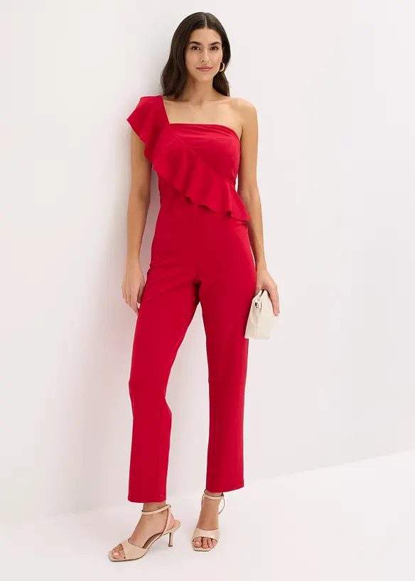 One shoulder-jumpsuit i strukturert krepp, bonprix