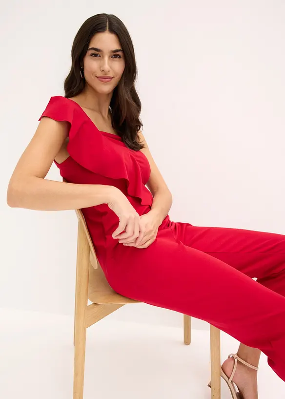 One shoulder-jumpsuit i strukturert krepp, bonprix