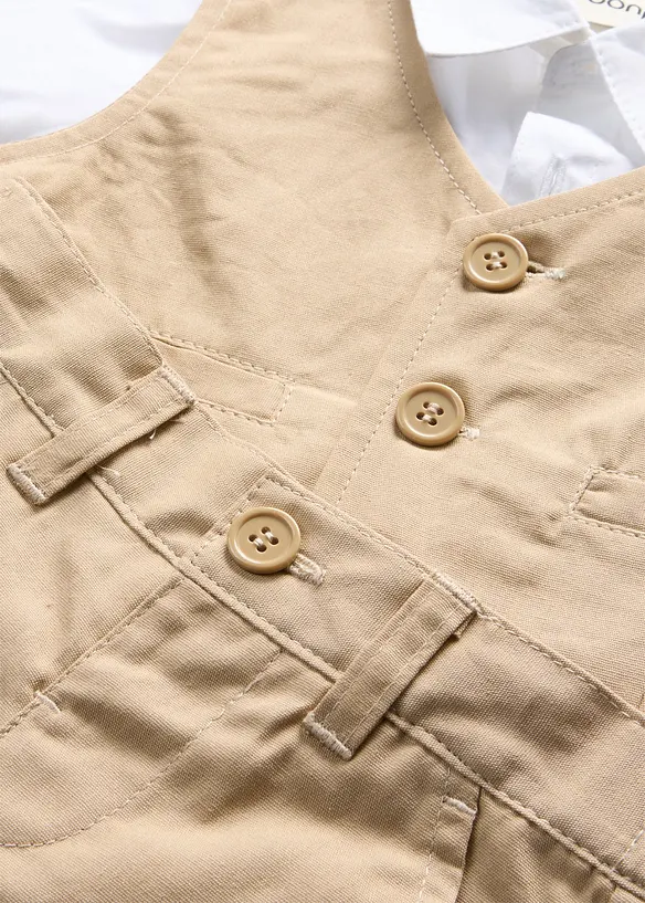 Dress-sett med skjorte, vest og bukse av 100% bomull (3-delt sett), bonprix