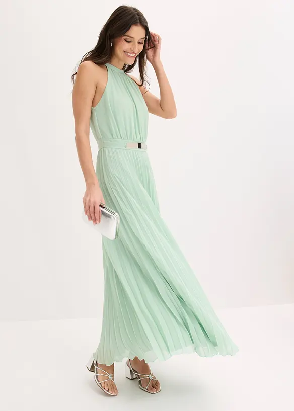 Selskapskjole i lett chiffon med plissert skj&oslash;rt, bonprix