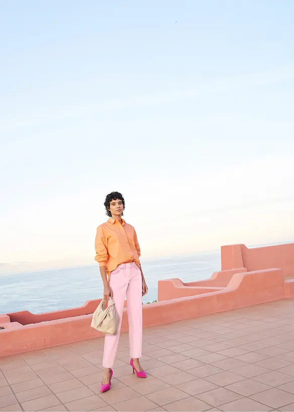 Kort twillbukse med used-look, bonprix