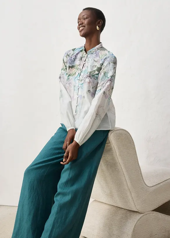 Tunikabluse i kj&oslash;lende ramie-materiale, bonprix