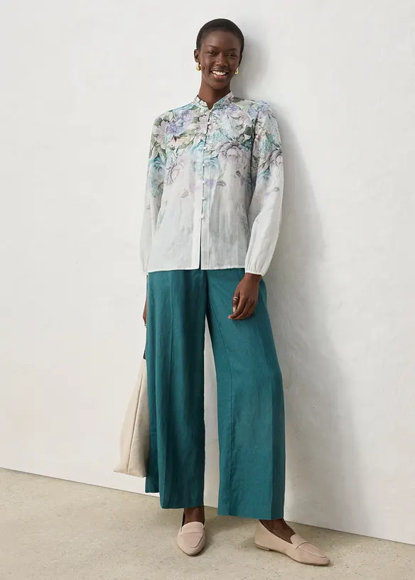 Tunikabluse i kj&oslash;lende ramie-materiale, bonprix