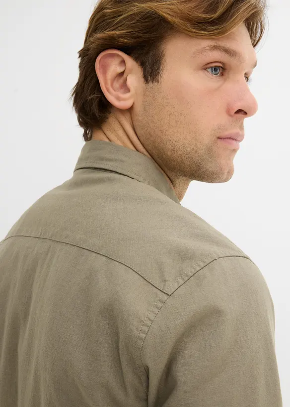 Kortermet skjorte i luftig linmiks, bonprix