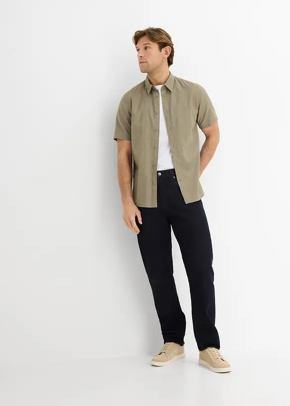 Kortermet skjorte i luftig linmiks, bonprix