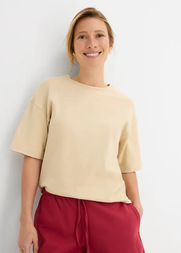 Boxy topp av kraftig &oslash;kologisk bomull, bonprix