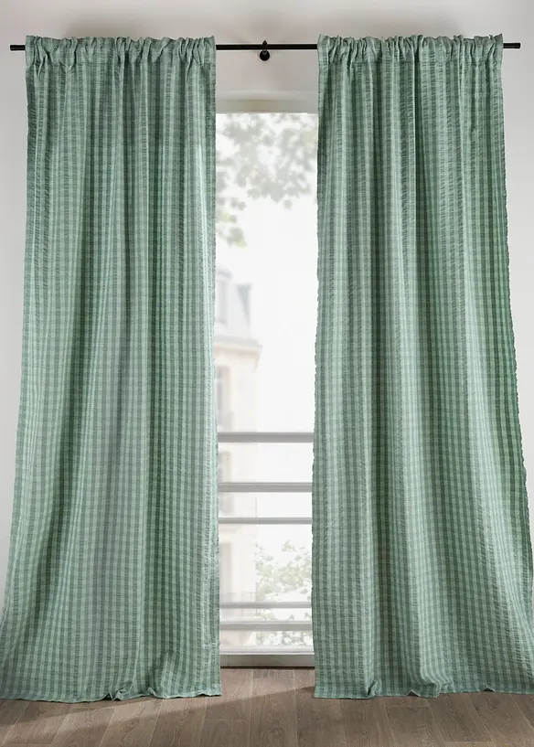 Gardin i &oslash;kologisk bomullskrepp (1-pack), bonprix