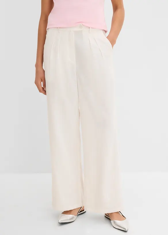 Bukse med dekorativ knapp av viskosemiks, bonprix