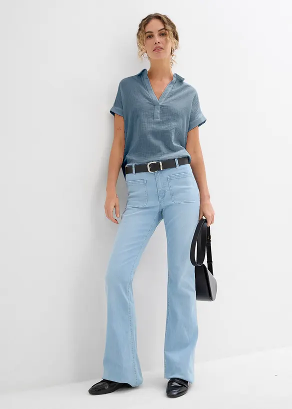 Kortermet musselinbluse, bonprix