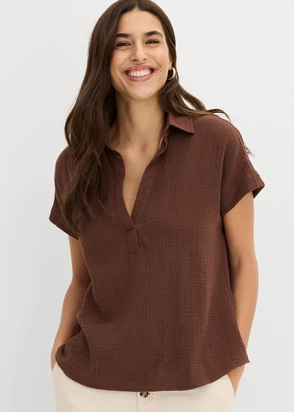 Kortermet musselinbluse, bonprix