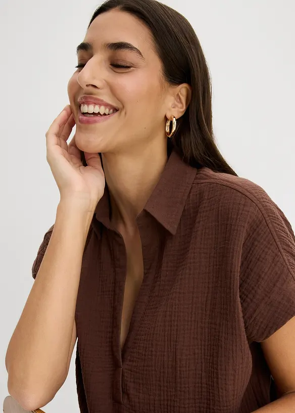 Kortermet musselinbluse, bonprix