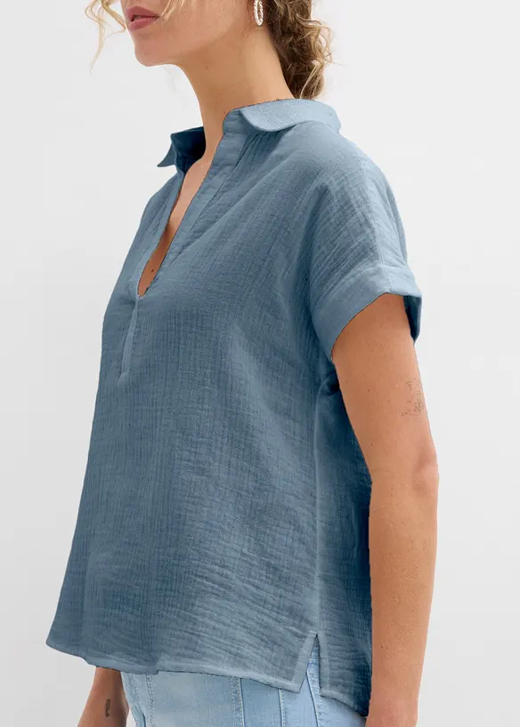 Kortermet musselinbluse, bonprix