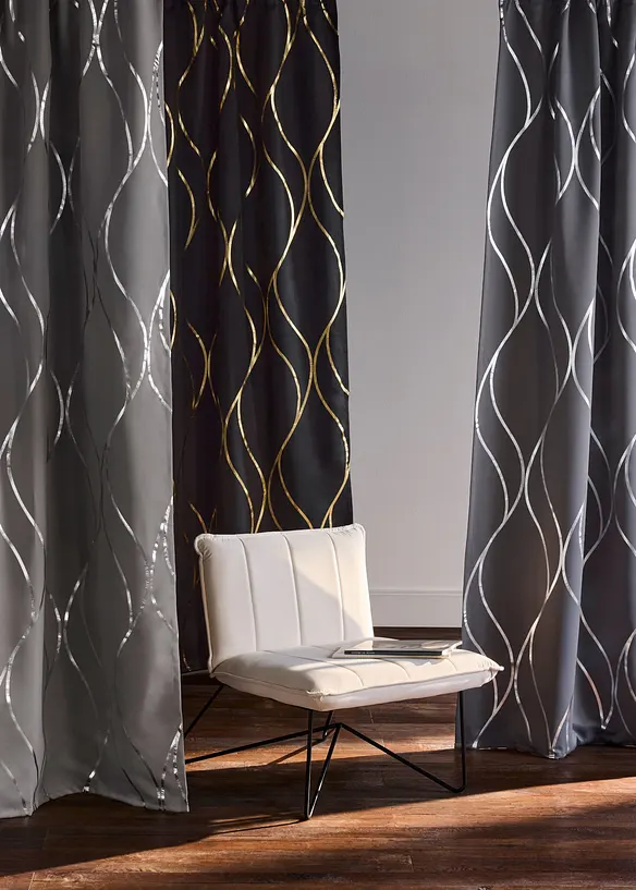 M&oslash;rkleggingsgardin med glanstrykk (1-pack), bonprix