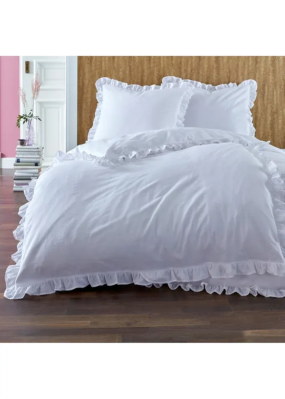 Sengesett i linon med rysjer, bonprix